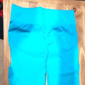 High Waisted Seamless Leggings Blue Size L